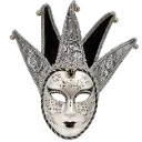 Silver & Black Venetian Jester Full-Face Masquerade Mask