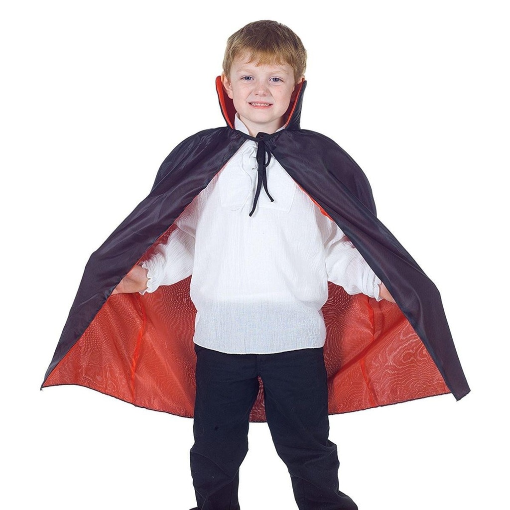 Kids Reversible Taffeta Cape, 69 cm - Red & Black