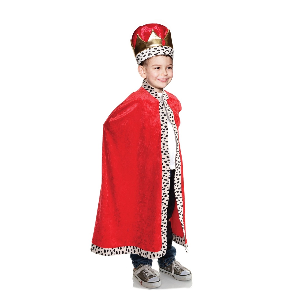 Kids Red King Cape with Fur Trim