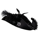 Black Tricorn Hat with Pleated Trim