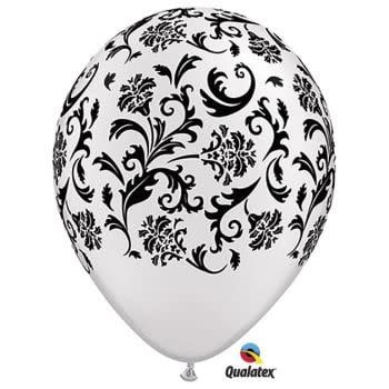 [97616845] 11'' Qualatex Printed Latex Balloons 50 ct-Damask