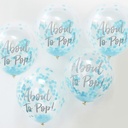 12 Inch Blue Confetti Balloon - About To Pop 5/Pk