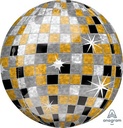 16 Inch Orbz Balloon- Gold, Silver, Black Disco Ball