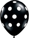 16" Qltx Printed Latex Big Polka Dots Fp Pk/5 - Black