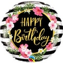 18 Inch Mylar Balloon-Birthday Hibiscus Stripes
