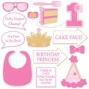 1st Birthday Girl Photo Fun Signs 3Inch-10Inch 14/pk First Birthday Girl