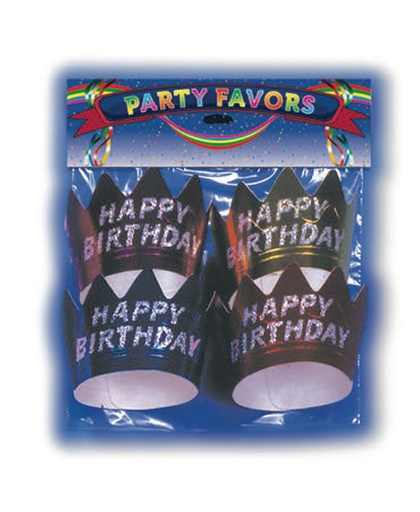 [73454598] Tinsel Foil Crowns p/4-Assorted Colors Crowns