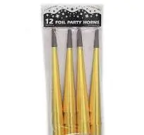 9 Inch Foil Horns 12/Pk