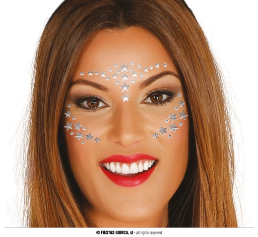 [109505728] Adhesive Facial Jewels-Silver Stars