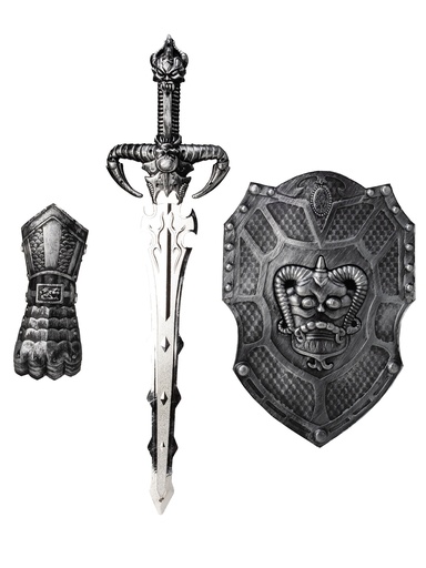 [110858863] Battle Warrior Shield, Gauntlet And Sword
