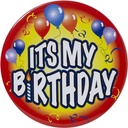 Birthday Jumbo Button Pin My Bday Red Buttons & Sashes