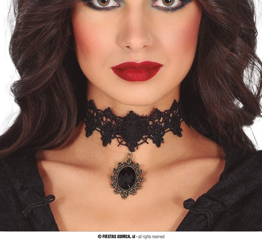 [FG-24621] Black Necklace With Black Stone