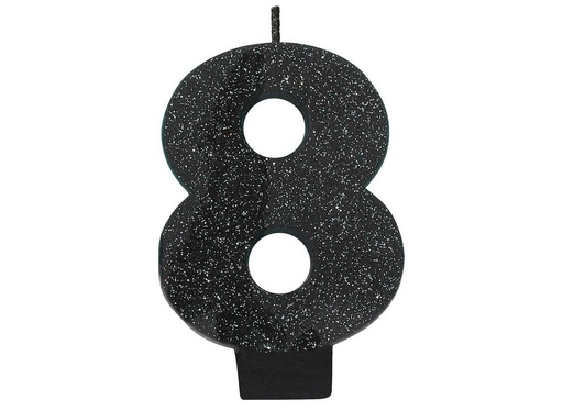 [34748983] Candle - Black Glitter Number 8