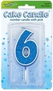 Candle Glitter Number 6-Blue
