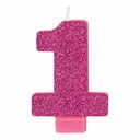 Candles - Glitter Pink Number 1