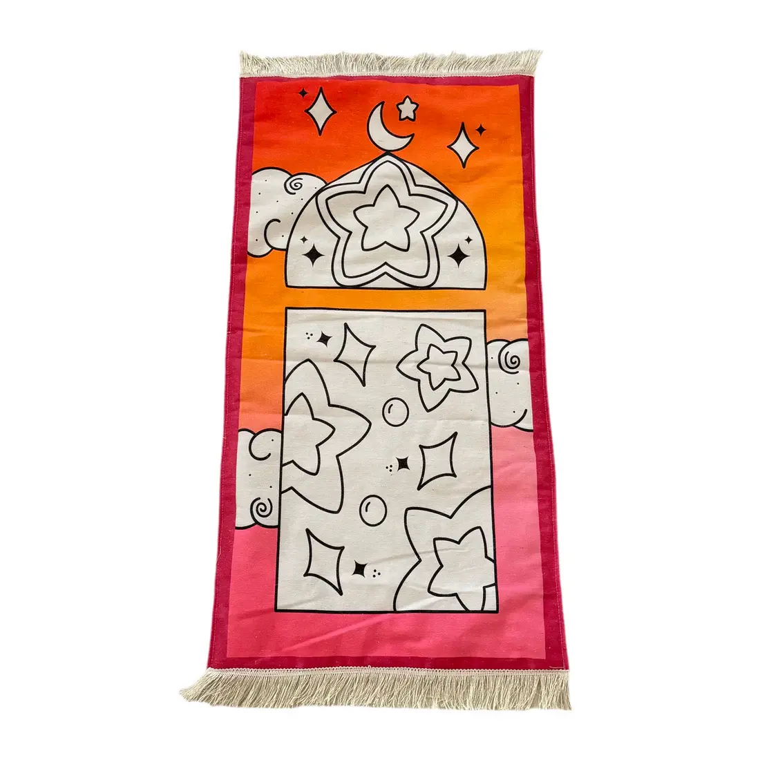 [00398459] Colouring Prayer Mat-Orange Stars Arts & Crafts