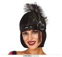 Flapper Black Sequins Headband With Feathers