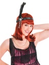 Flapper Headband With Broche & Feathers-Black