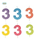 GLITTER CANDLE NO. 3, 4 CM 6 ASSORTED CO