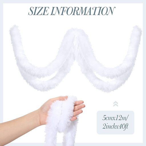 [74503649] Garland Fur Ribbon Christmas 2 Inch x 40 Ft - White