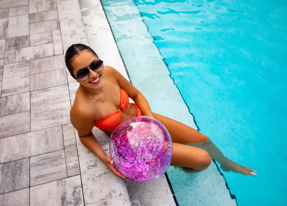 Glitter Beach Ball 13.75" Jumbo Ball Orchid Glitter