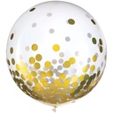 Latex Balloons w/ Confetti, 24" - Gold Foil