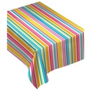 Multi Stripe Border Flannel-Backed Vinyl Table Covers
