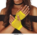 Neon Yellow Mesh Gloves 11 Cms 80's Eighties