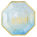 Oh Baby Boy Metallic Octagonal Plates, 10 Inch