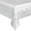 Plastic Rectangular Table Cover (54X108) Inches-White Lace Print