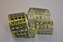 Ribbon Sheer Lame w Gold Squares 2.5Inch X 5 YD -  Green
