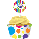 Shimmering Balloons - Cupcake Wrap with Pick