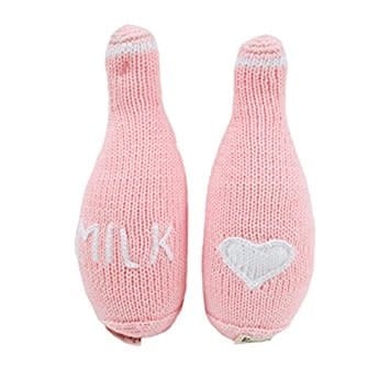 [00029469] Toy - Milk Bottle Rattle With Heart - Baby Pink