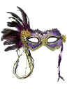 Purple Metallic & Side Feather Mask