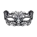 Filigree Cat Mask W/Stone (Metal)
