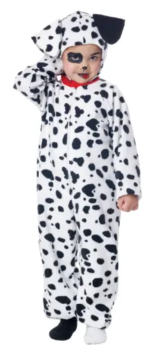 [C1-2221-177CS] Dalmatian Puppy Fleece Jumpsuit S/Child (3-4)