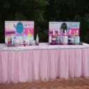 Buffet Table With Tulle Table Cover and Skirting-Rental