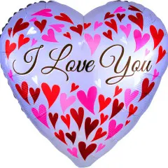 [00359009] Foil Balloon 18In - Love You Red & White Heart