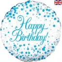  18inch Sparkling Fizz Birthday Blue Holographic balloon 