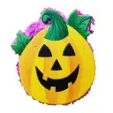 Medium Die Cut Pinata 39X46- Halloween Pumpkin With Green Leaves