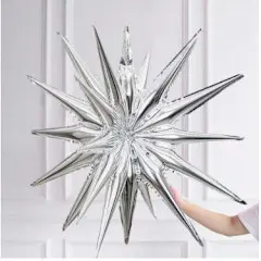 [00400688] 6pcs Aluminum Foil Explosion Star Balloon-Silver
