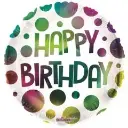18 Inch Mylar Balloon-Happy Birthday Dots Multicolor
