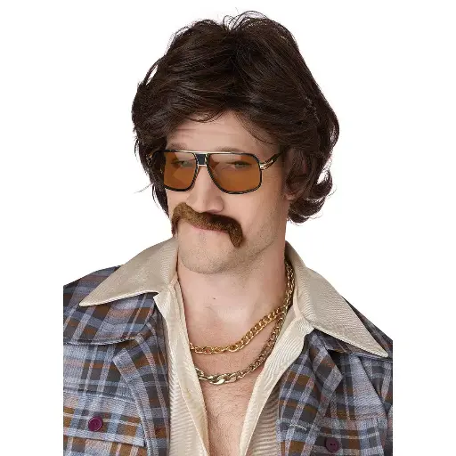 [C1-7124-094] 70'S Disco Daddy Wig & Moustache