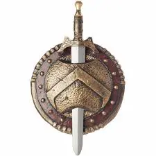 [C1-60566] Spartan Combat Shield & Sword 12 Inch-Red/Gold