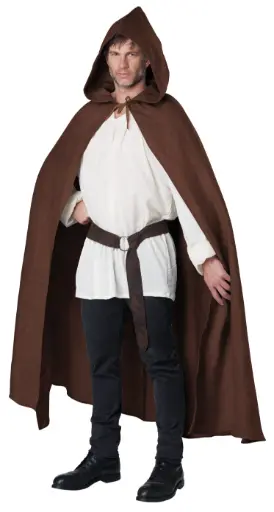 [C1-5220-032AOS] Hooded Brown Adult Cloak