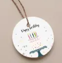 Round Gift Tag - Happy Birthday Cake 5 cm