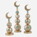 Ramadan Centerpiece Set of 3 – Hand‑Painted Champagne