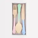 Meri Meri Elegant Mixed Colour Wooden Cutlery Set (Pack of 24)