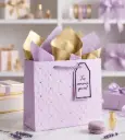 Lavender Gift Bag with Gold Dots & Matching Tag (23x18cm) 