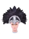 Black Costume Helmet with Braid, Feather and Plume